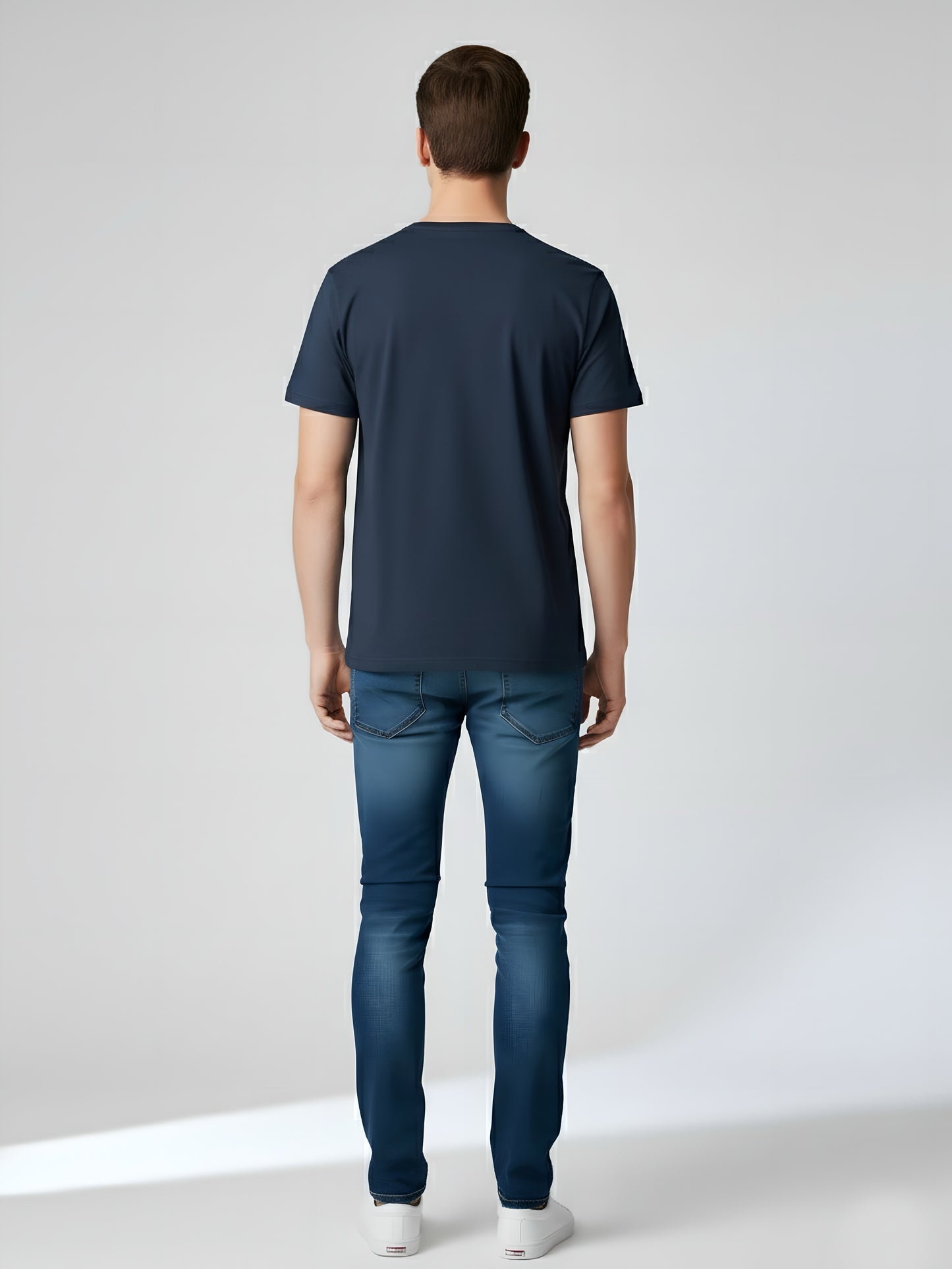 LUSSOVOGUE Men’s Premium 100% Cotton Regular Fit T-Shirt | Navy Blue Graphic Tee | Comfort & Style