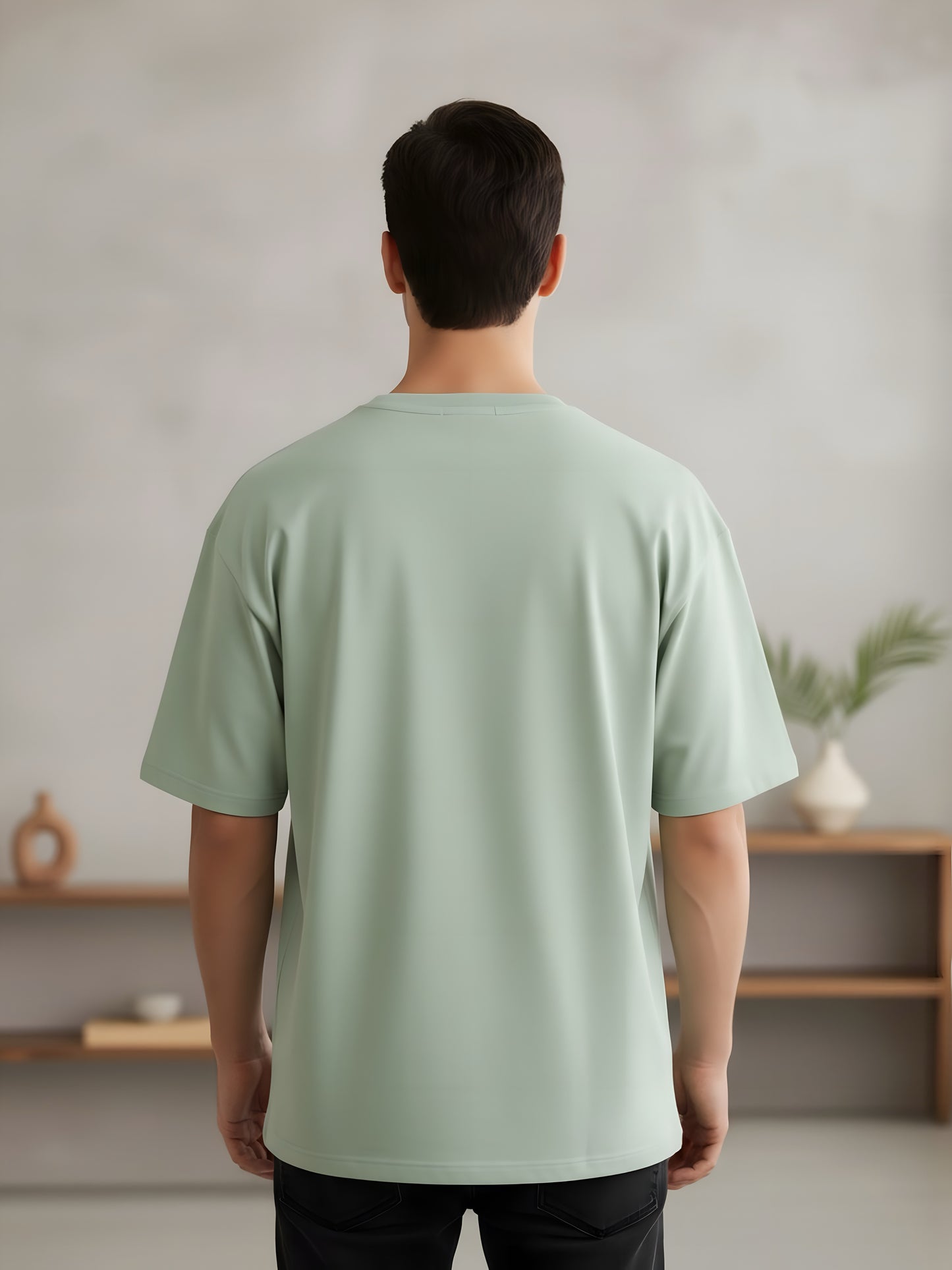 LUSSOVOGUE Men’s Oversized T-Shirt | Sage Green | 100% Premium Cotton | Relaxed Fit