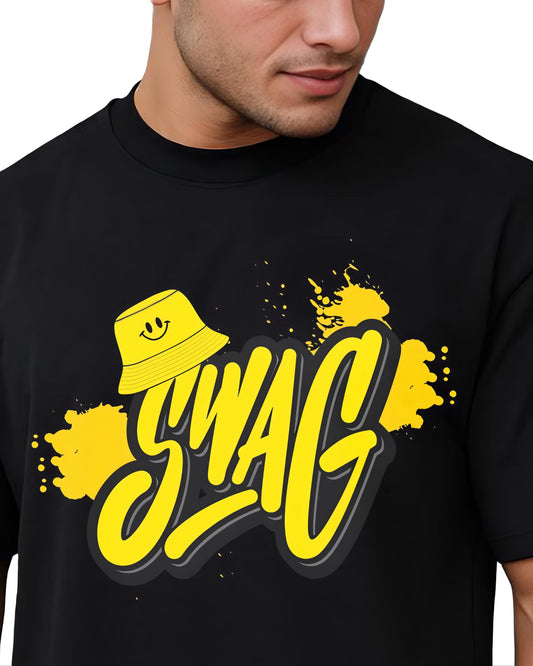 LUSSOVOGUE “Swag” Graphic Black T-Shirt