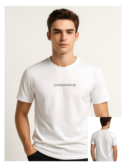 LUSSOVOGUE Premium 100% Cotton Regular Fit T-Shirt with Chest Branding