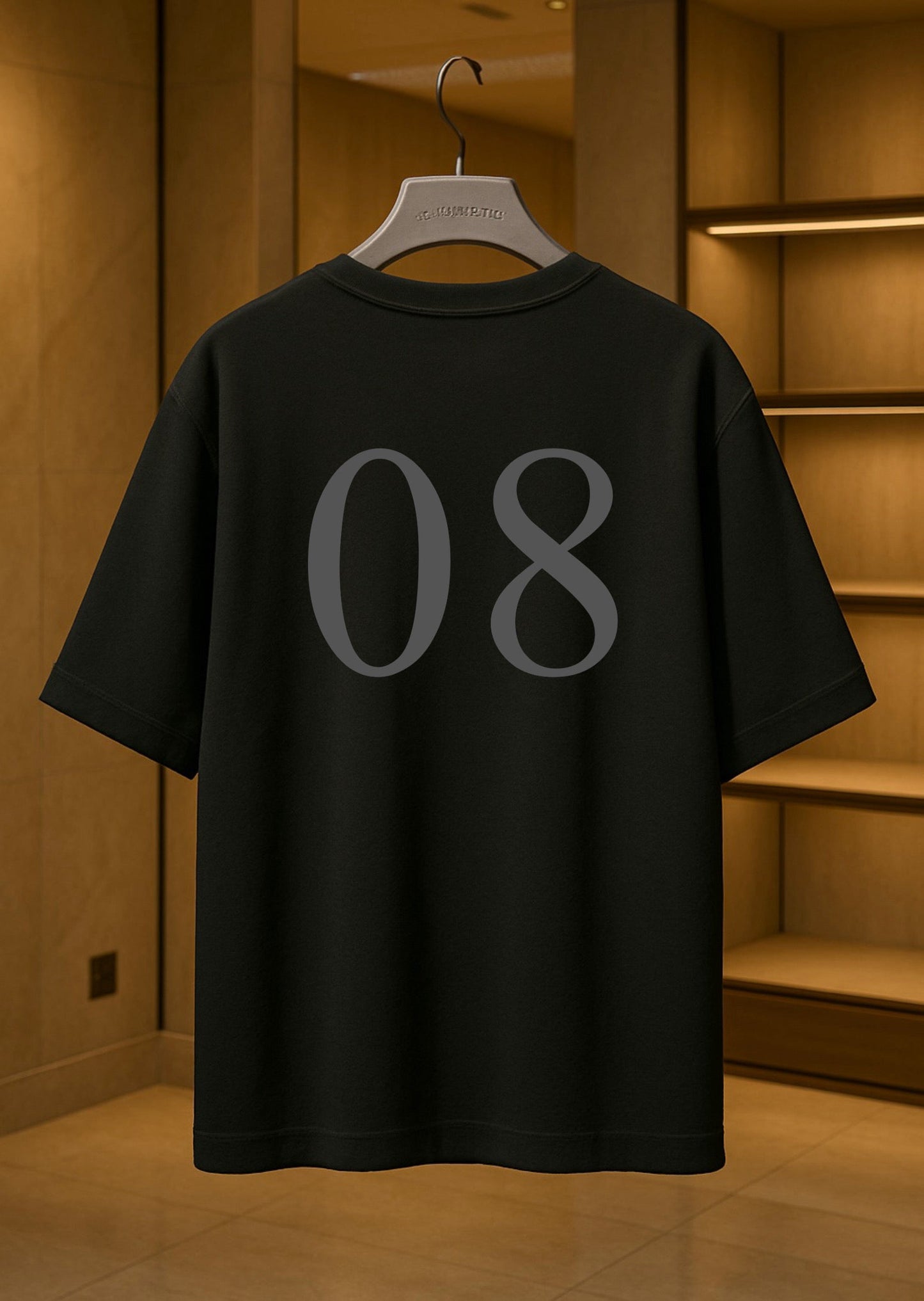 LUSSOVOGUE Premium Oversized Black T-Shirt | Front Logo & Back Numbers Graphic | Unisex Streetwear