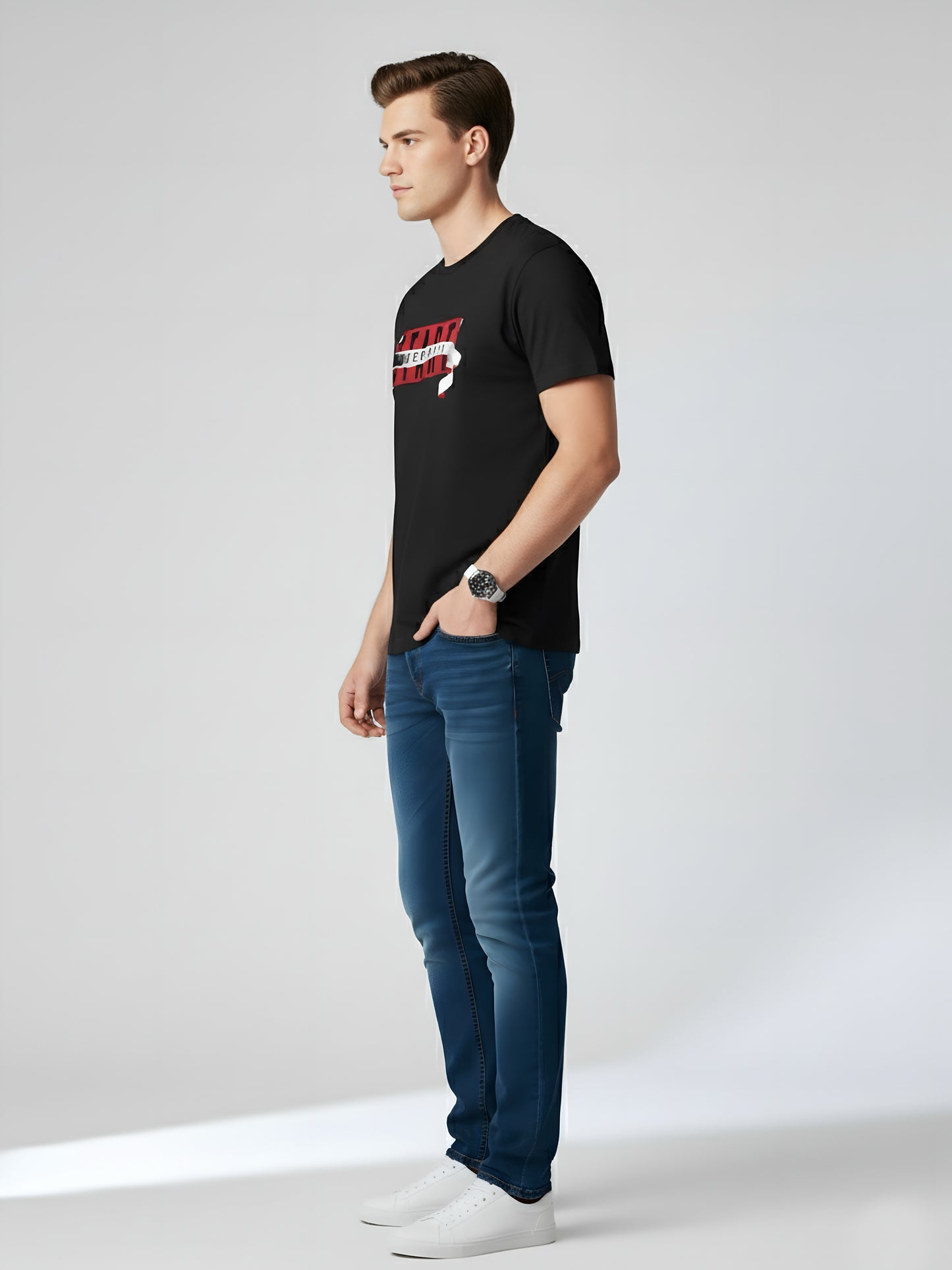 LUSSOVOGUE Men’s Premium 100% Cotton Regular Fit T-Shirt | Black Graphic Tee | Comfort & Style