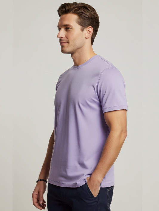 LUSSOVOGUE Lavender Regular Fit T-Shirt – 100% Cotton Comfort, Minimalist Style