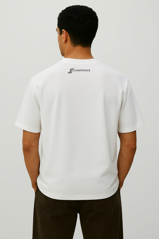 LUSSOVOGUE-Oversized White T-Shirt – “No Rain No Rainbows”