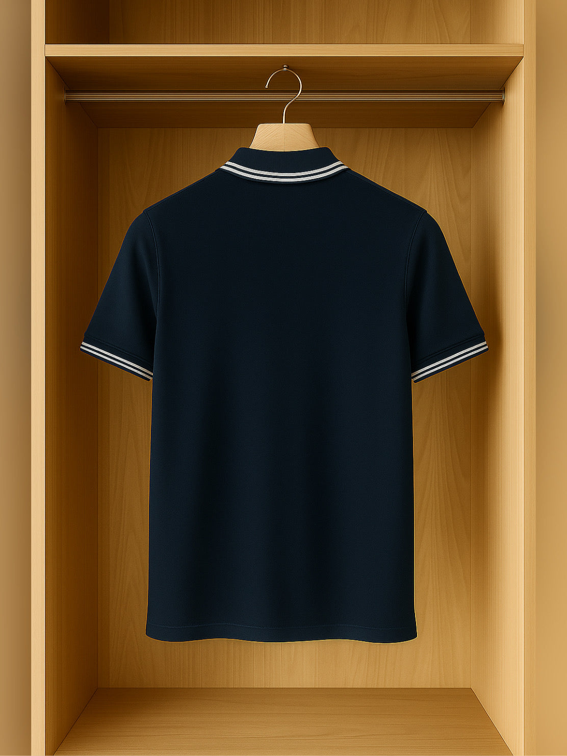 LUSSOVOGUE Navy Blue Polo T-Shirt for Men | Premium Cotton-Blend, Plain No-Pocket, Regular Fit
