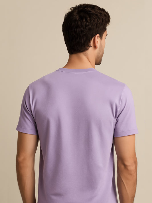 LUSSOVOGUE Lavender 100% Cotton Regular Fit T-Shirt with London Chest Print