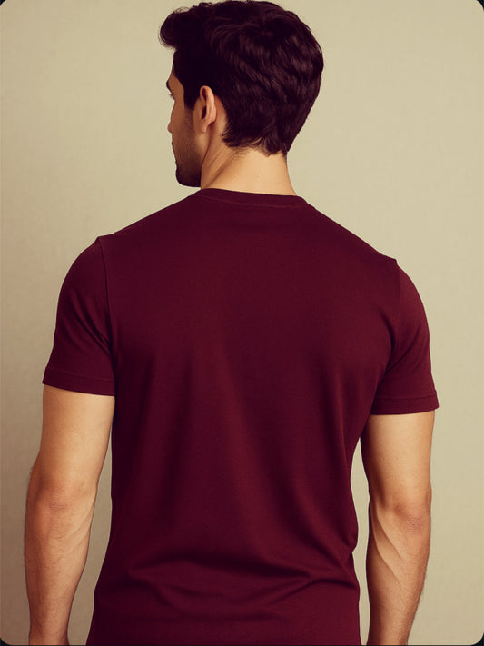 LUSSOVOGUE Maroon 100% Cotton Regular Fit "Avengers Logo" Graphic T-Shirt