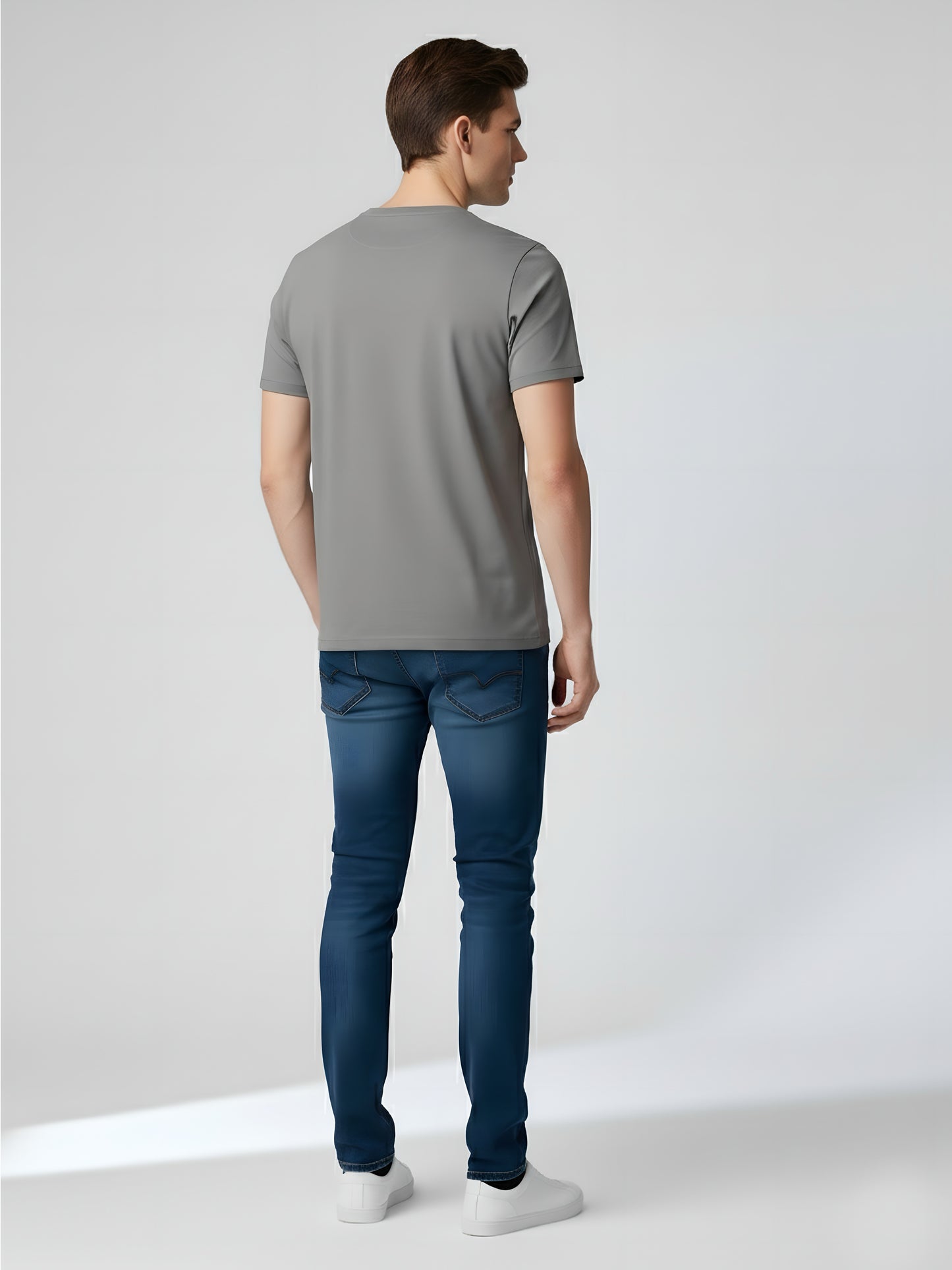 LUSSOVOGUE Men’s Premium 100% Cotton Regular Fit T-Shirt | Grey Graphic Tee | Comfort & Style