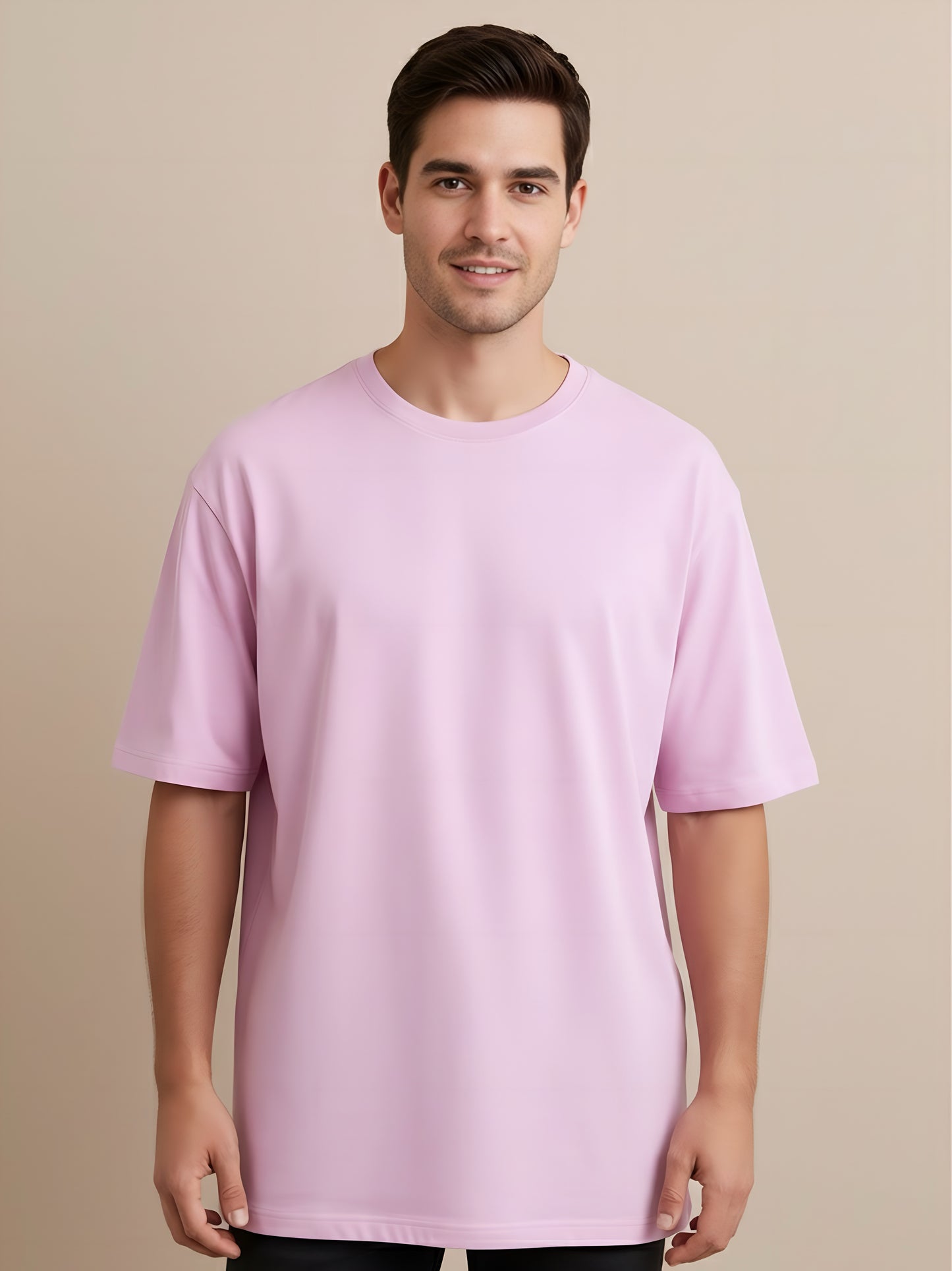 LUSSOVOGUE Men’s Oversized T-Shirt | Lavender | 100% Premium Cotton | Relaxed Streetwear Fit