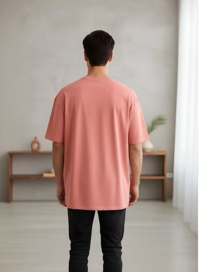 LUSSOVOGUE Men’s Oversized T-Shirt | Rose Pink | 100% Premium Cotton | Relaxed Streetwear Fit