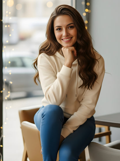 LUSSOVOGUE Women’s Premium 100% Cotton Hoodie for Everyday Comfort | Available in Black, Maroon, Off-White & Navy Blue