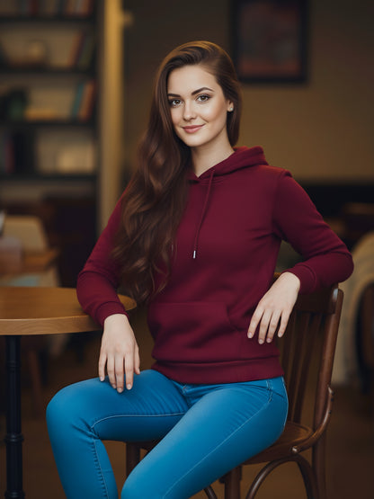 LUSSOVOGUE Women’s Premium 100% Cotton Hoodie for Everyday Comfort | Available in Black, Maroon, Off-White & Navy Blue