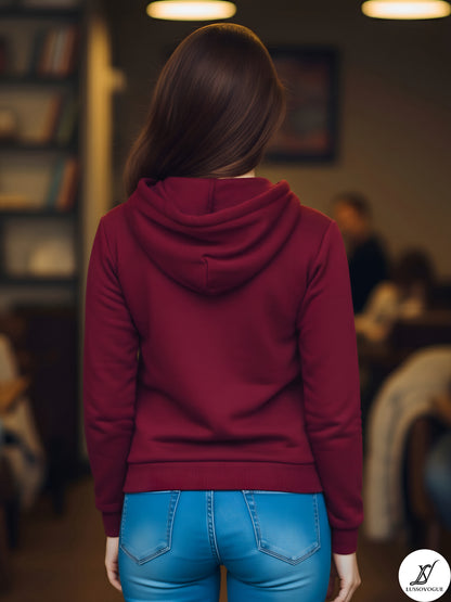LUSSOVOGUE Women’s Premium 100% Cotton Hoodie for Everyday Comfort | Available in Black, Maroon, Off-White & Navy Blue