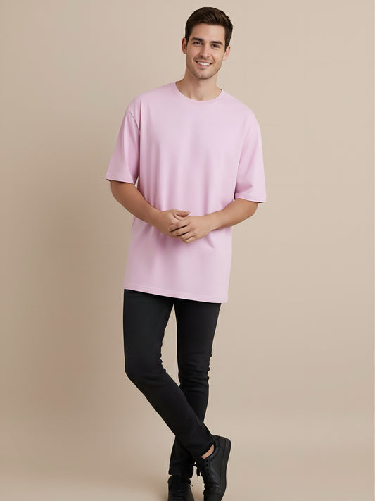 LUSSOVOGUE Men’s Oversized T-Shirt | Lavender | 100% Premium Cotton | Relaxed Streetwear Fit