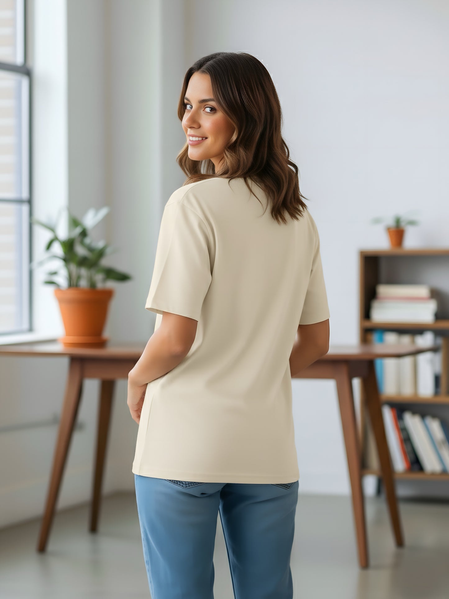 LUSSOVOGUE Women’s Oversized “Iced Coffee Club” T-Shirt Collection | Peach, Off-White, Sage Green & White | Premium Cotton