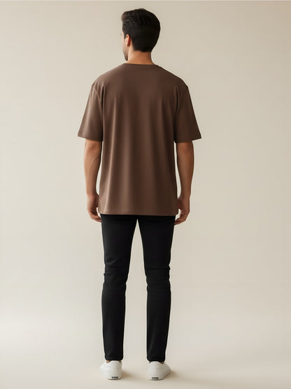 LUSSOVOGUE Men’s Oversized T-Shirt | Brown | 100% Premium Cotton | Relaxed Streetwear Fit