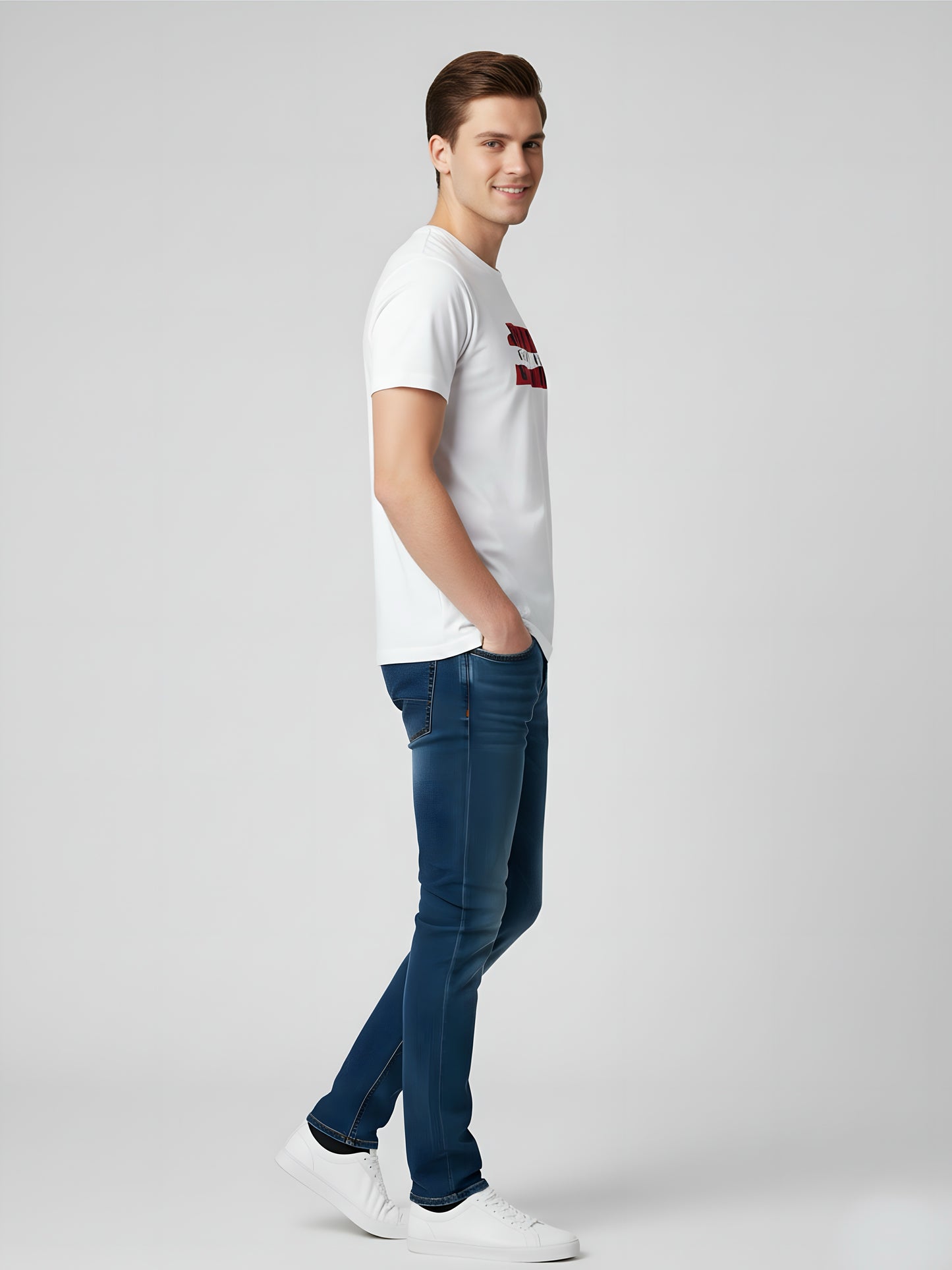 LUSSOVOGUE Men’s Premium 100% Cotton Regular Fit T-Shirt | White Graphic Tee | Comfort & Style