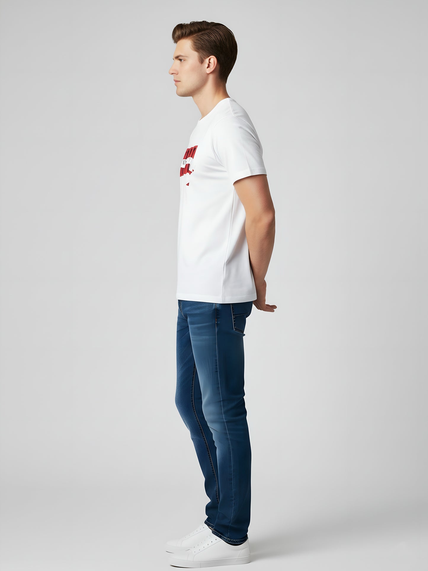 LUSSOVOGUE Men’s Premium 100% Cotton Regular Fit T-Shirt | White Graphic Tee | Comfort & Style