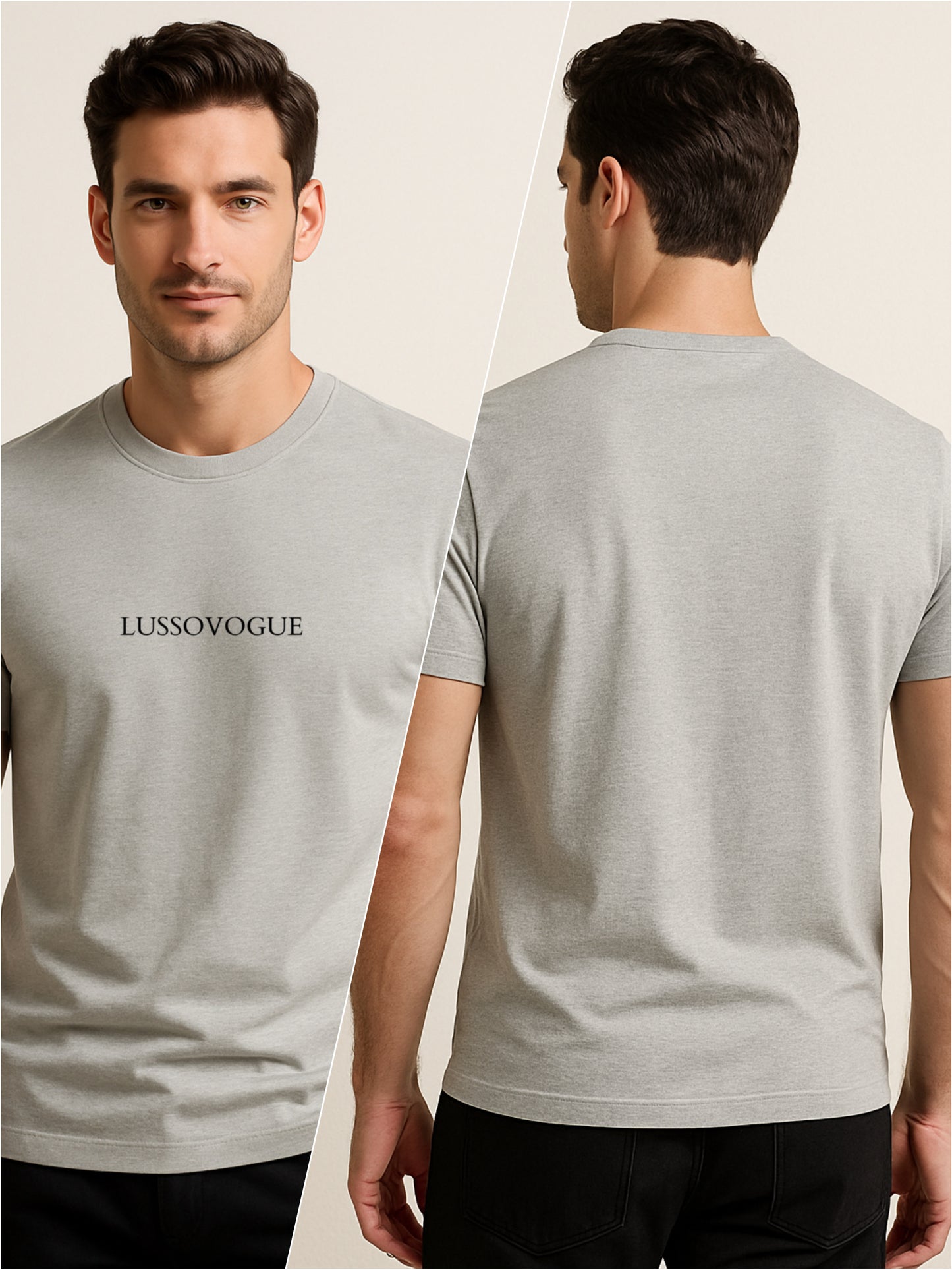 LUSSOVOGUE Premium 100% Cotton Regular Fit T-Shirt with Chest Branding