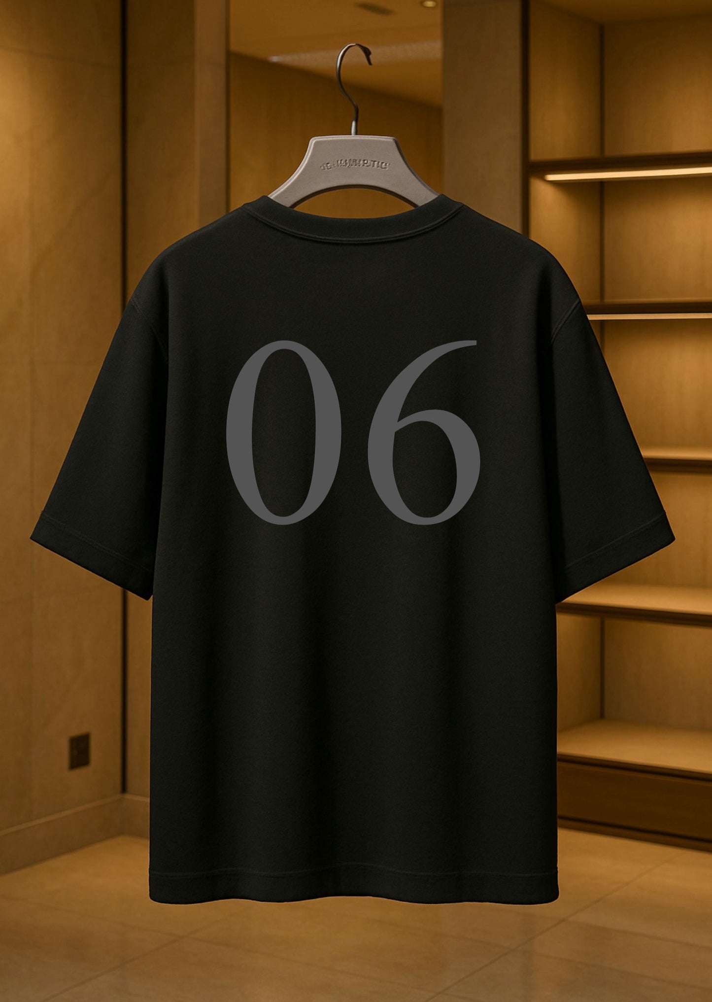 LUSSOVOGUE Premium Oversized Black T-Shirt | Front Logo & Back Numbers Graphic | Unisex Streetwear