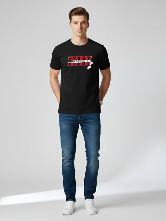 LUSSOVOGUE Men’s Premium 100% Cotton Regular Fit T-Shirt | Black Graphic Tee | Comfort & Style