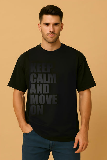 Black Oversized T-Shirt – Keep Calm and Move On