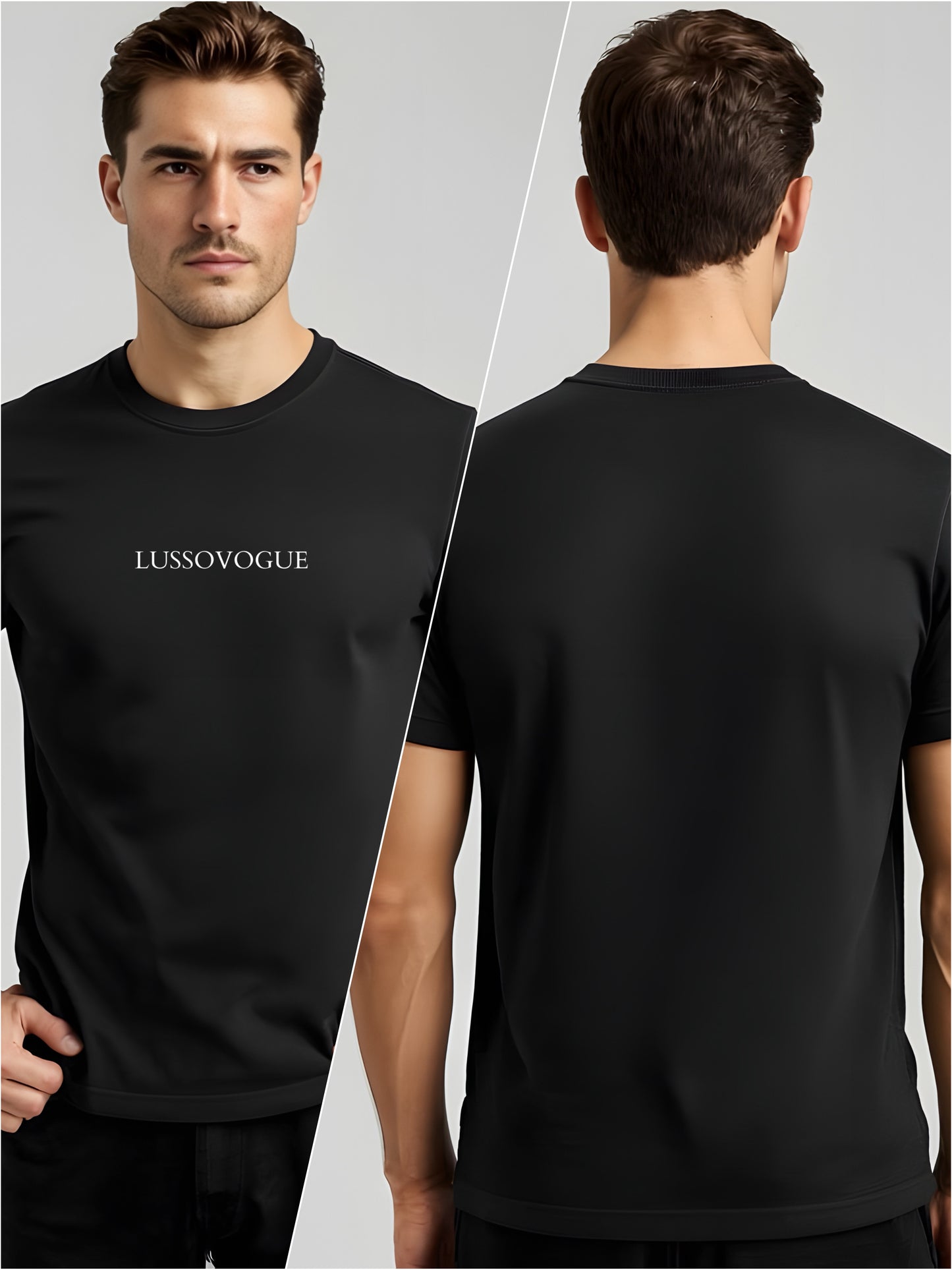 LUSSOVOGUE Premium 100% Cotton Regular Fit T-Shirt with Chest Branding