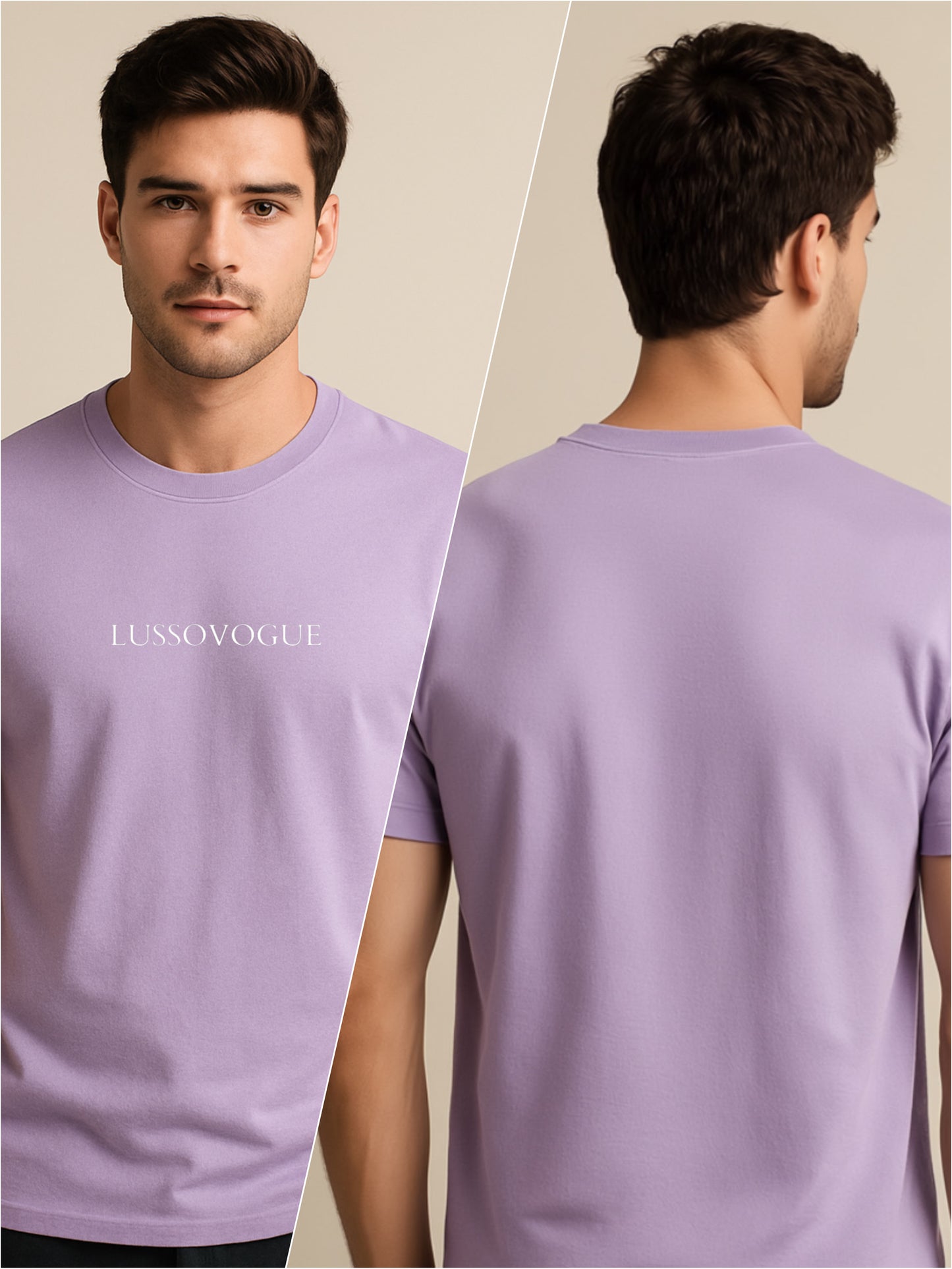 LUSSOVOGUE Premium 100% Cotton Regular Fit T-Shirt with Chest Branding