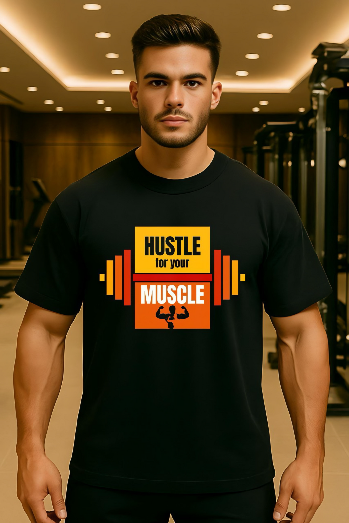 Hustle for Your Muscle – Oversized Gym T-Shirt (Premium Cotton)