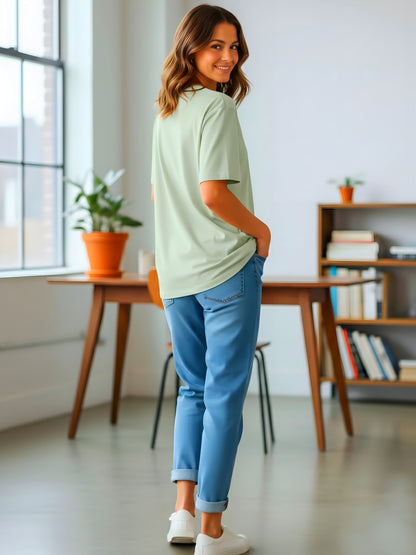 LUSSOVOGUE Women’s Oversized “Iced Coffee Club” T-Shirt Collection | Peach, Off-White, Sage Green & White | Premium Cotton
