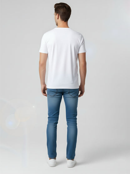 LUSSOVOGUE Men’s Premium White Superboy T-Shirt | 100% Cotton | Bold Graphic Casual Wear
