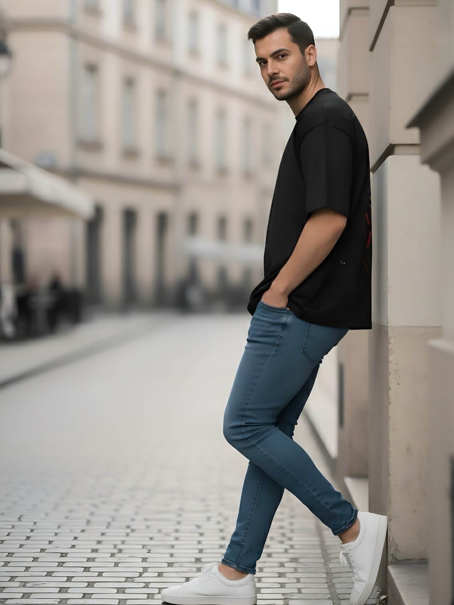 LUSSOVOGUE Black Oversized Graphic T-Shirt | Premium Cotton Streetwear