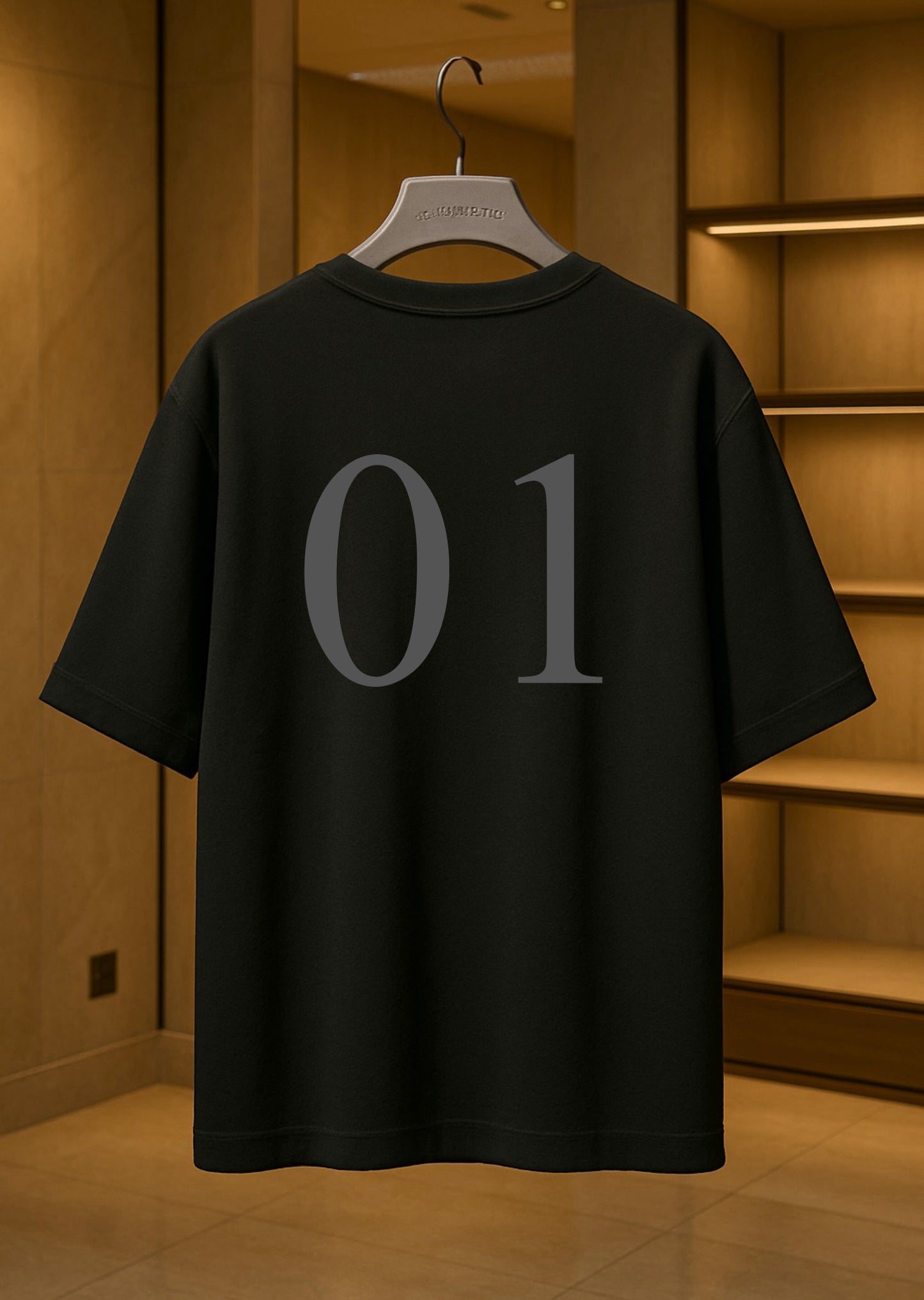 LUSSOVOGUE Premium Oversized Black T-Shirt | Front Logo & Back Numbers Graphic | Unisex Streetwear