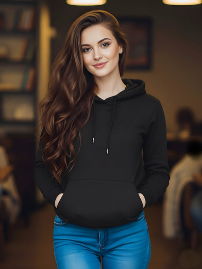 LUSSOVOGUE Women’s Premium 100% Cotton Hoodie for Everyday Comfort | Available in Black, Maroon, Off-White & Navy Blue
