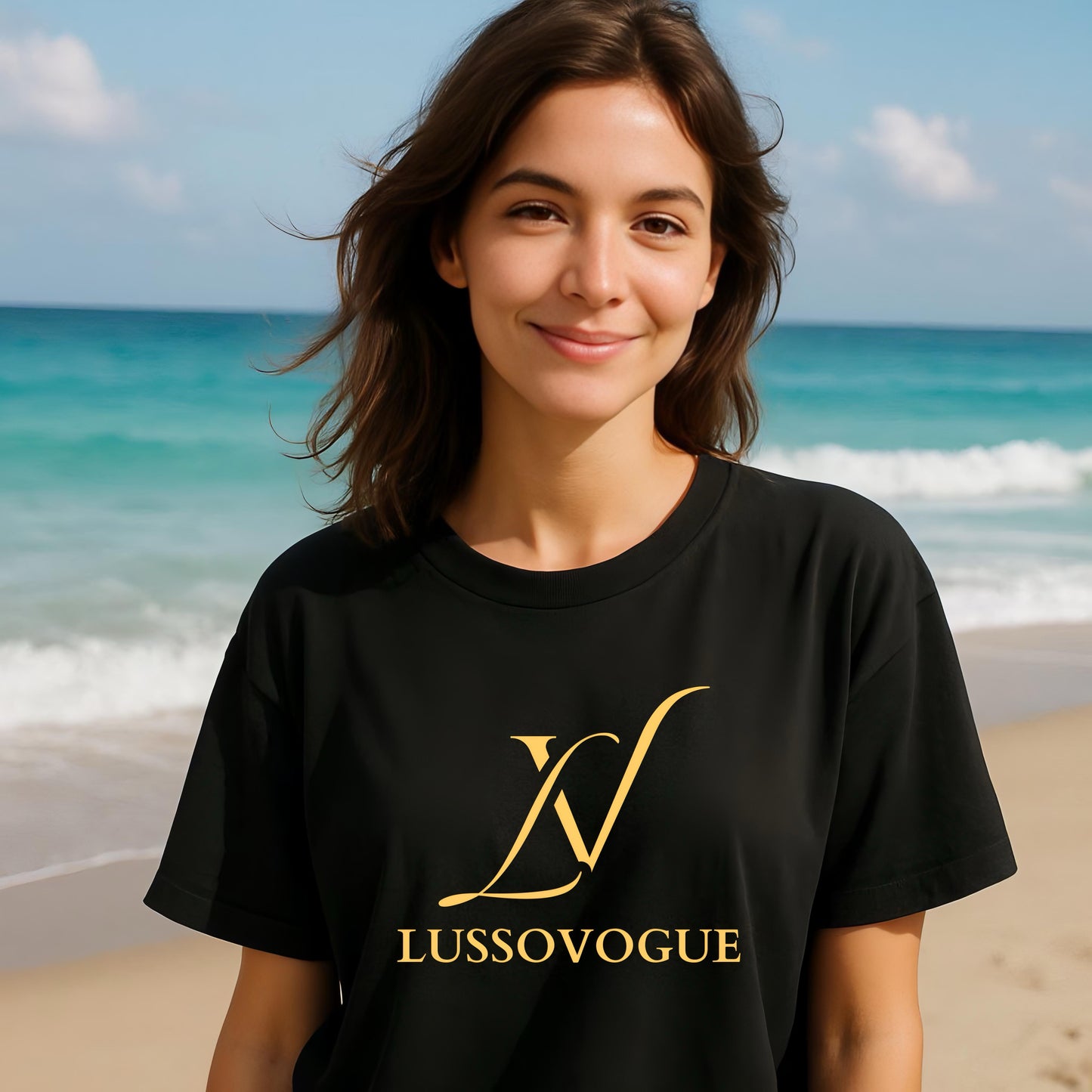 Oversized T-Shirt – Signature LUSSOVOGUE Logo & Smileys