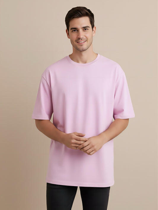 LUSSOVOGUE Men’s Oversized T-Shirt | Lavender | 100% Premium Cotton | Relaxed Streetwear Fit
