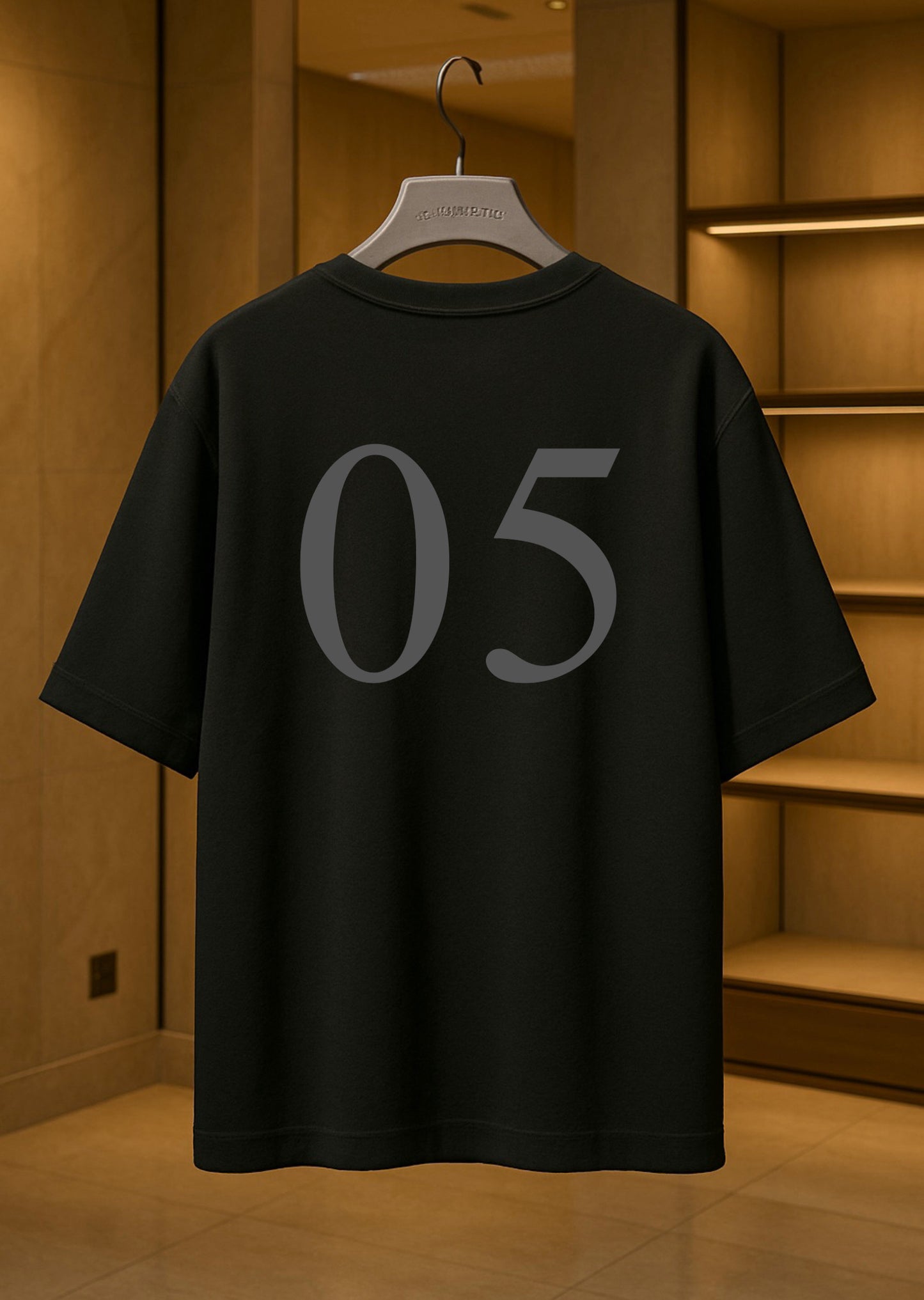 LUSSOVOGUE Premium Oversized Black T-Shirt | Front Logo & Back Numbers Graphic | Unisex Streetwear