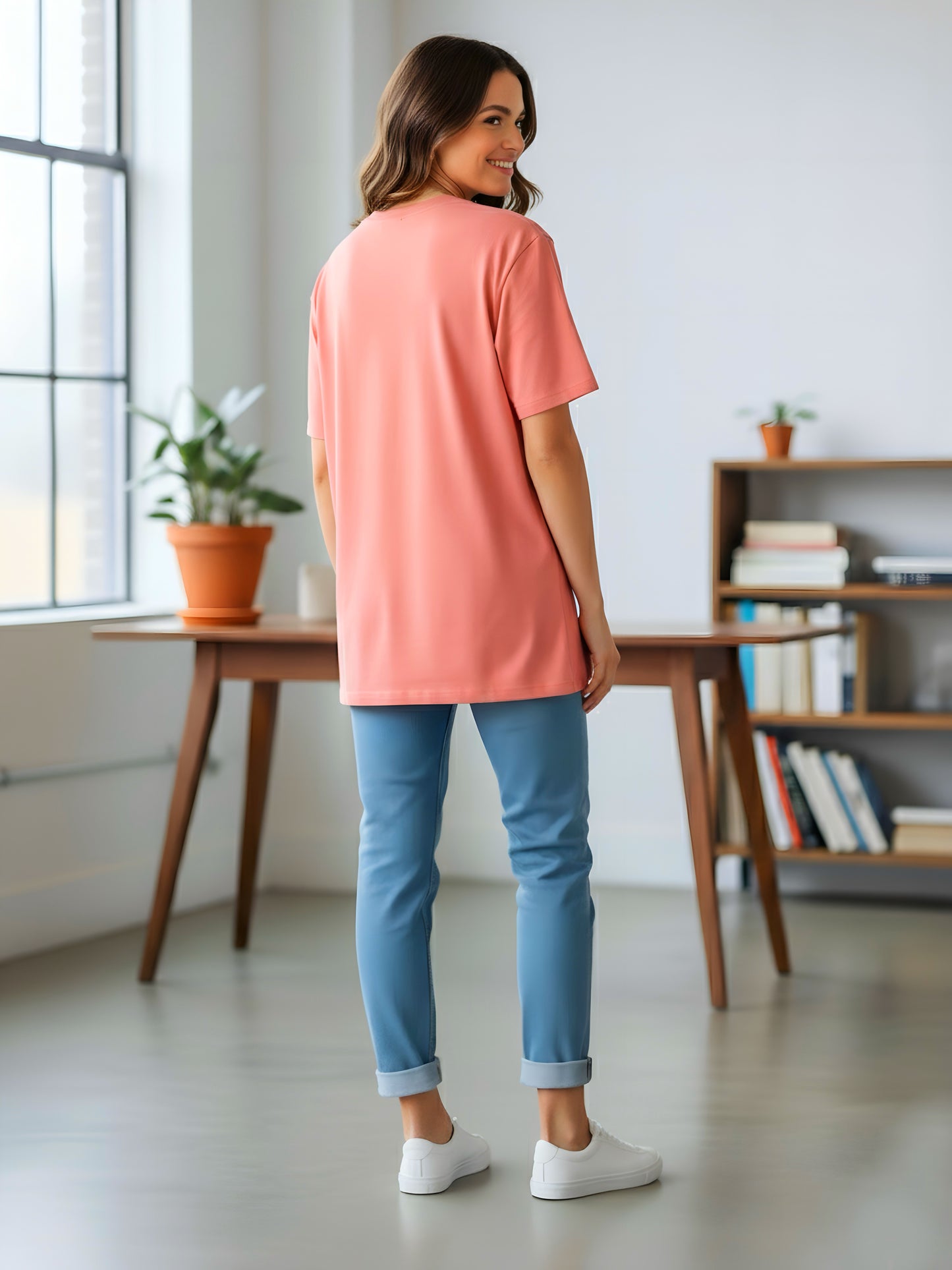 LUSSOVOGUE Women’s Oversized “Iced Coffee Club” T-Shirt Collection | Peach, Off-White, Sage Green & White | Premium Cotton