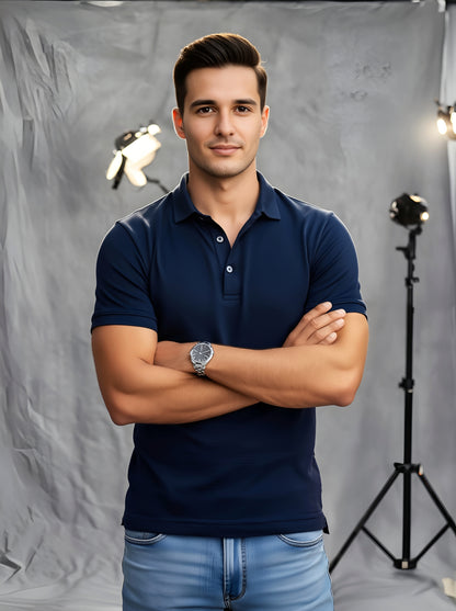 LUSSOVOGUE Men’s Polo T-Shirt Collection | Black, White, Navy Blue, Grey & Maroon | Premium Cotton Blend | Classic Regular Fit