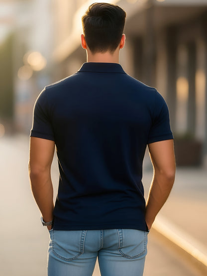 LUSSOVOGUE Men’s Polo T-Shirt Collection | Black, White, Navy Blue, Grey & Maroon | Premium Cotton Blend | Classic Regular Fit