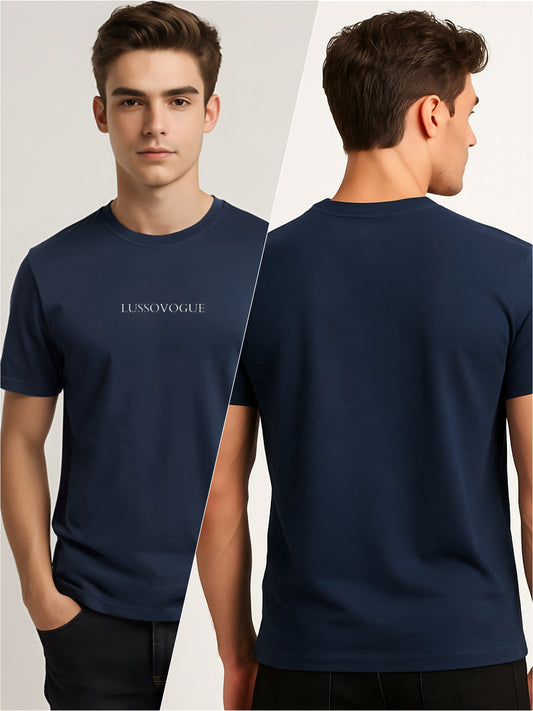 LUSSOVOGUE Premium 100% Cotton Regular Fit T-Shirt with Chest Branding