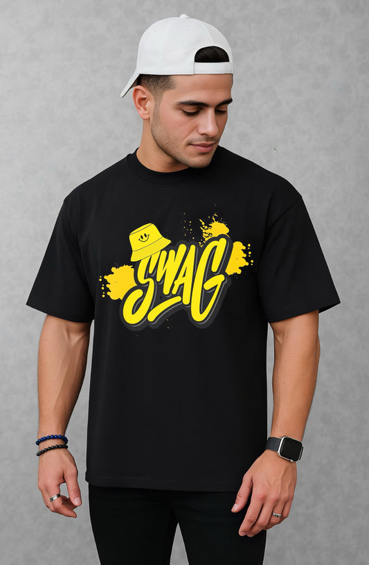 LUSSOVOGUE “Swag” Graphic Black T-Shirt
