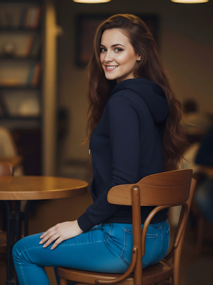 LUSSOVOGUE Women’s Premium 100% Cotton Hoodie for Everyday Comfort | Available in Black, Maroon, Off-White & Navy Blue