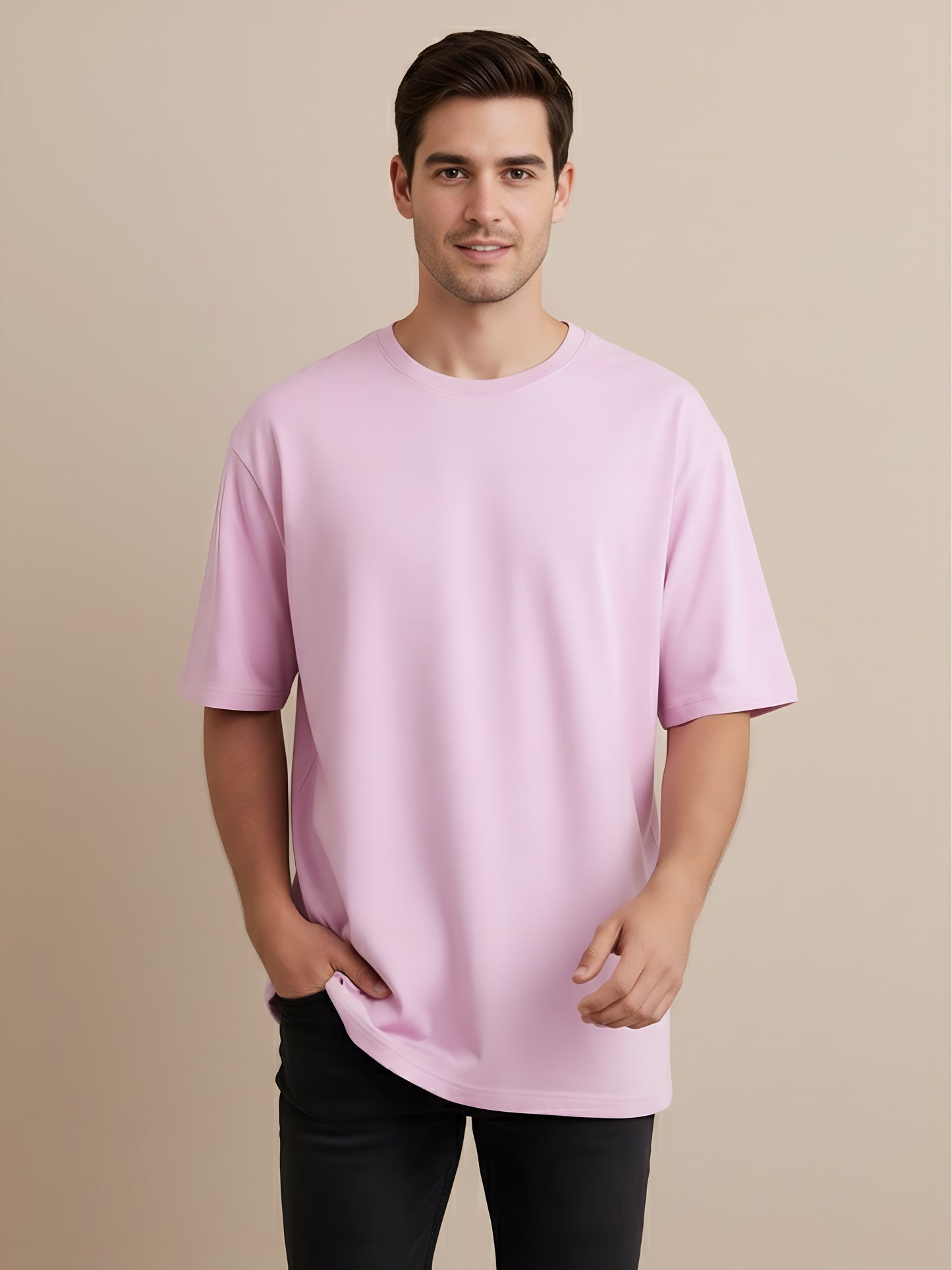 LUSSOVOGUE Men’s Oversized T-Shirt | Lavender | 100% Premium Cotton | Relaxed Streetwear Fit