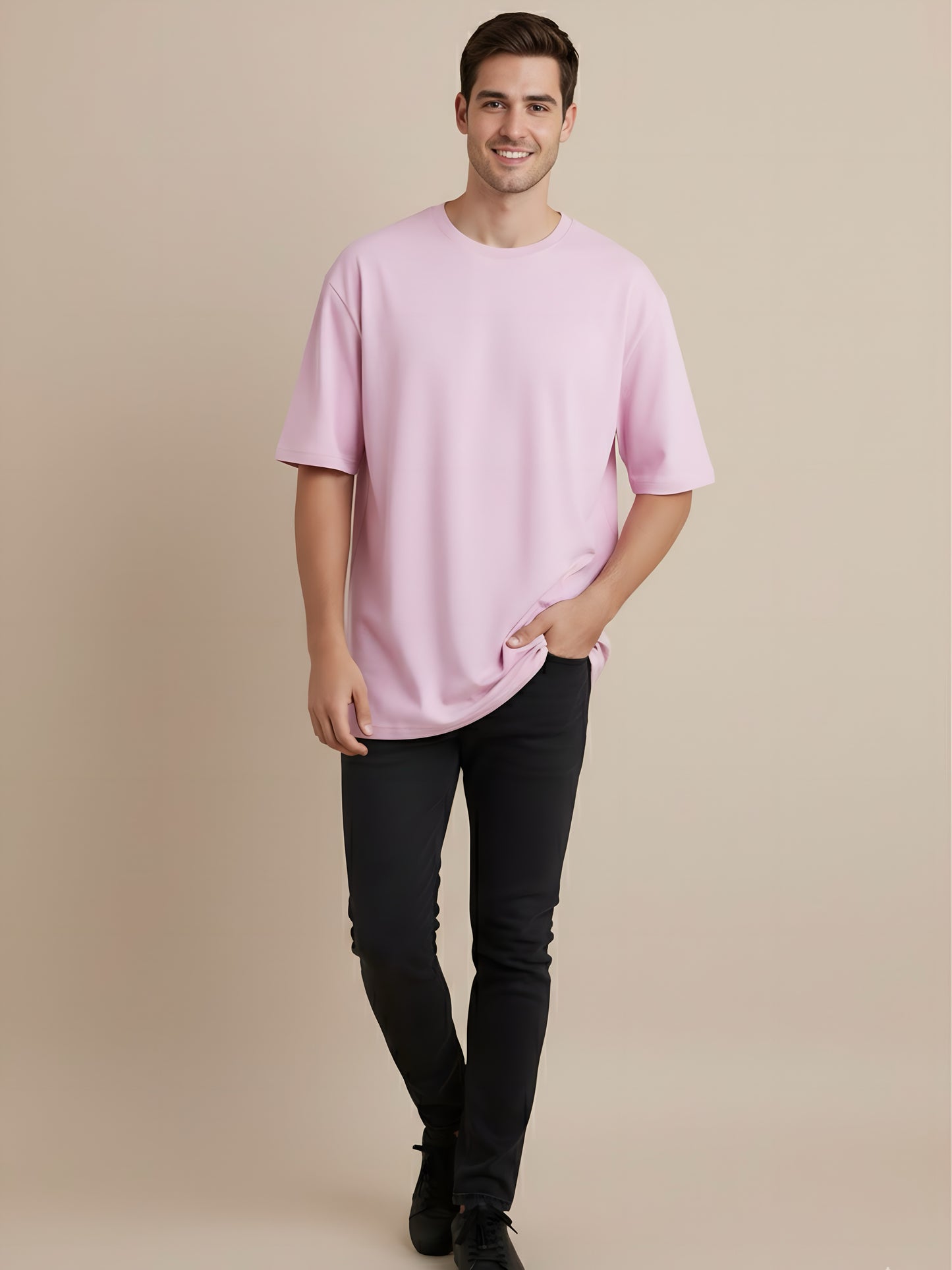 LUSSOVOGUE Men’s Oversized T-Shirt | Lavender | 100% Premium Cotton | Relaxed Streetwear Fit