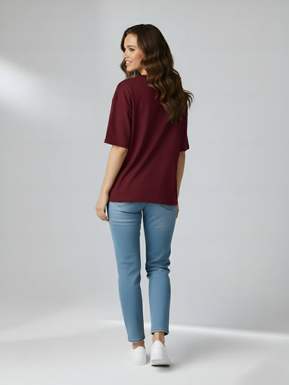 LUSSOVOGUE Women’s Premium Oversized T-Shirt Collection | Brown, Black & Maroon Goose Gang Graphic Tees | 100% Cotton