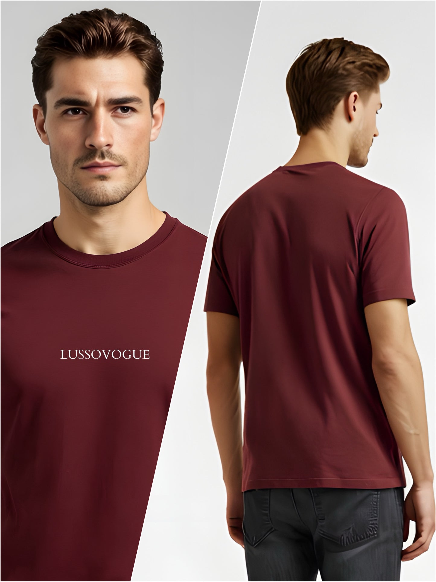 LUSSOVOGUE Premium 100% Cotton Regular Fit T-Shirt with Chest Branding