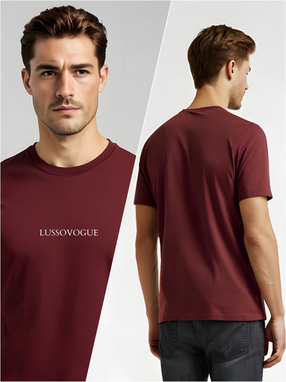 LUSSOVOGUE Premium 100% Cotton Regular Fit T-Shirt with Chest Branding