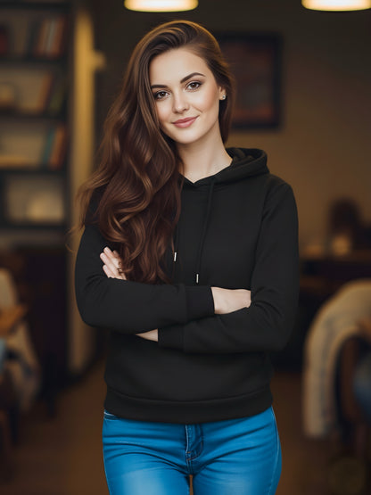 LUSSOVOGUE Women’s Premium 100% Cotton Hoodie for Everyday Comfort | Available in Black, Maroon, Off-White & Navy Blue