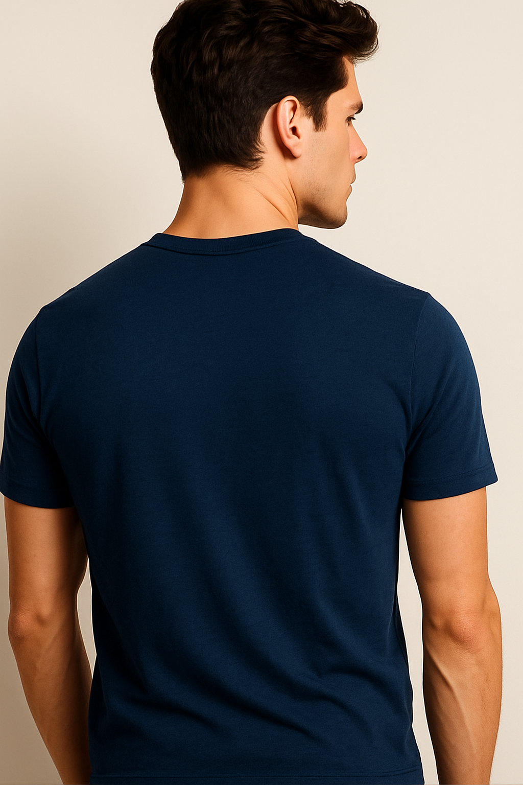 LUSSOVOGUE Navy Blue 100% Cotton Regular Fit “The Straight Way” Graphic T-Shirt